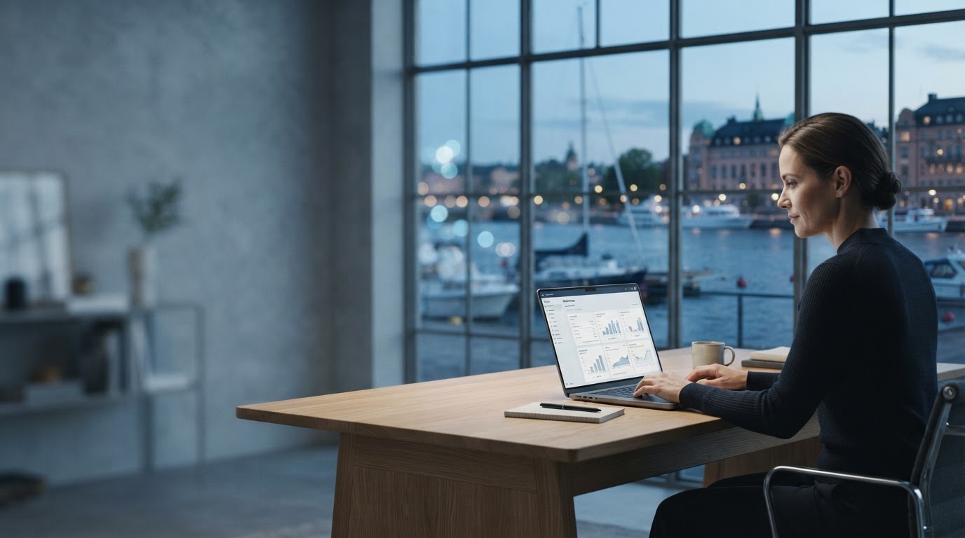 Förmögnad – översikt av en handelsmiljö med dataskärmar för riskanalys